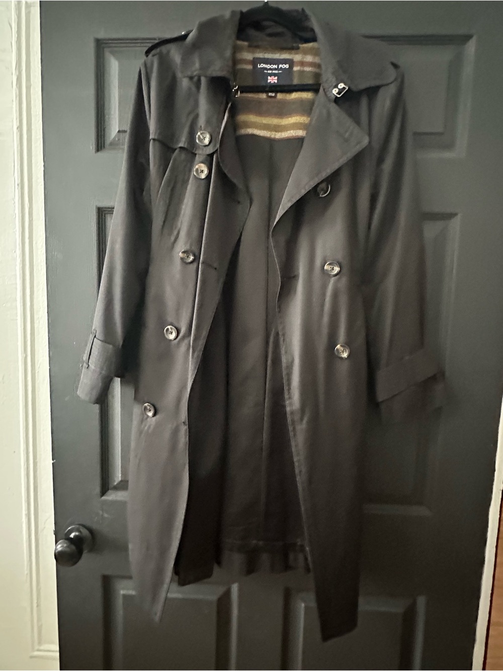 London Fog Black Double-Breasted Trench Coat